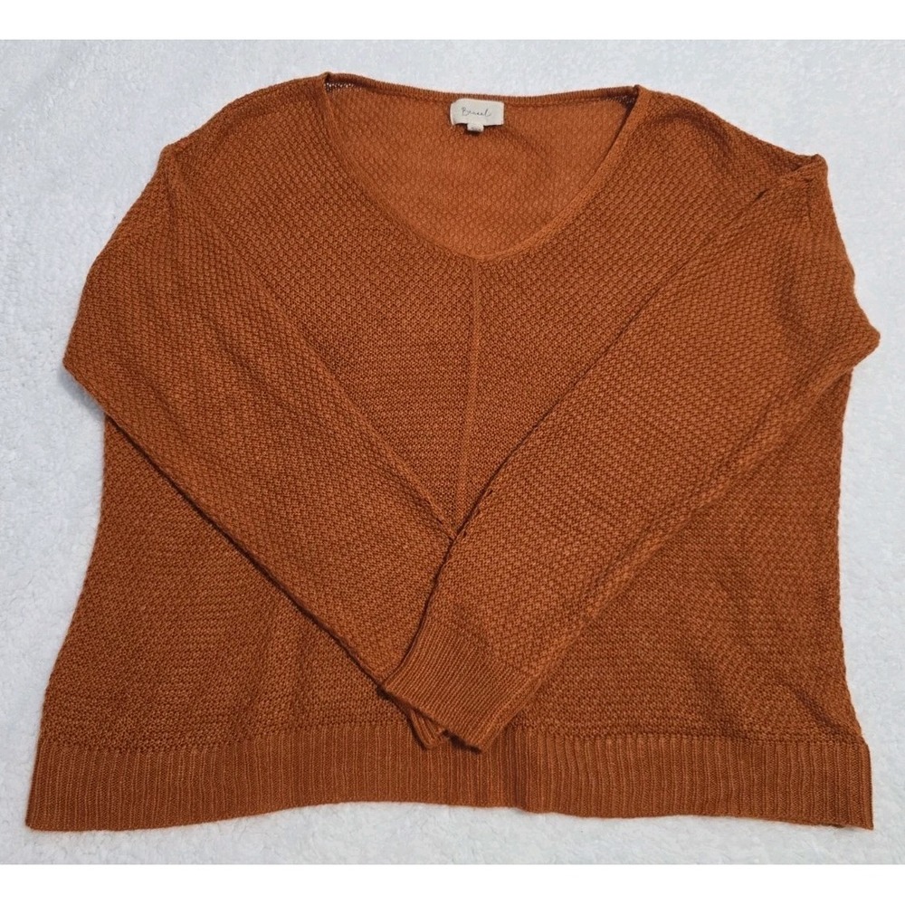 Beceel Sweater Womens Large Lightweight V Neck Long Sleeve Pumpkin/Orange